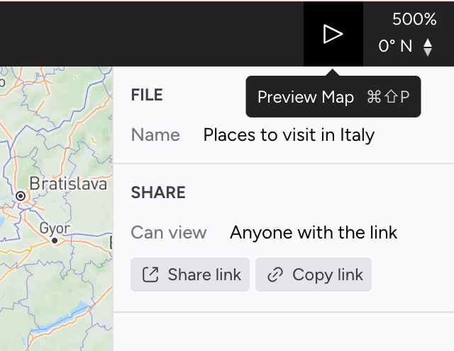 Switch to preview map user interface